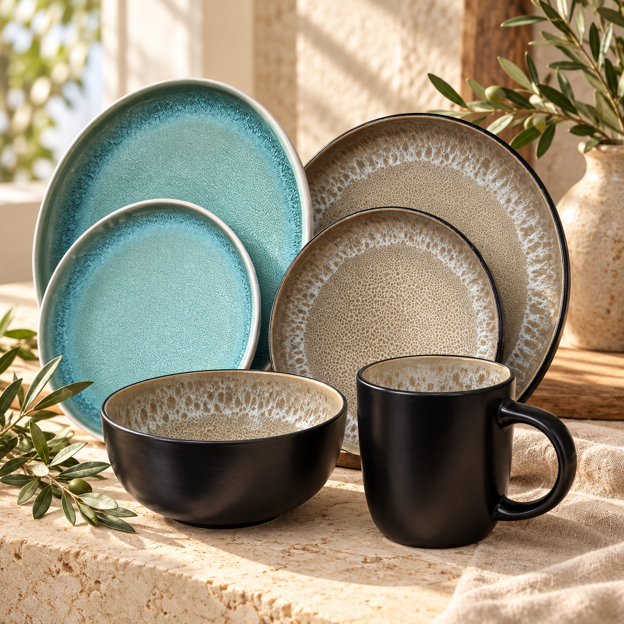 Marbled Ivory Dinner Set
