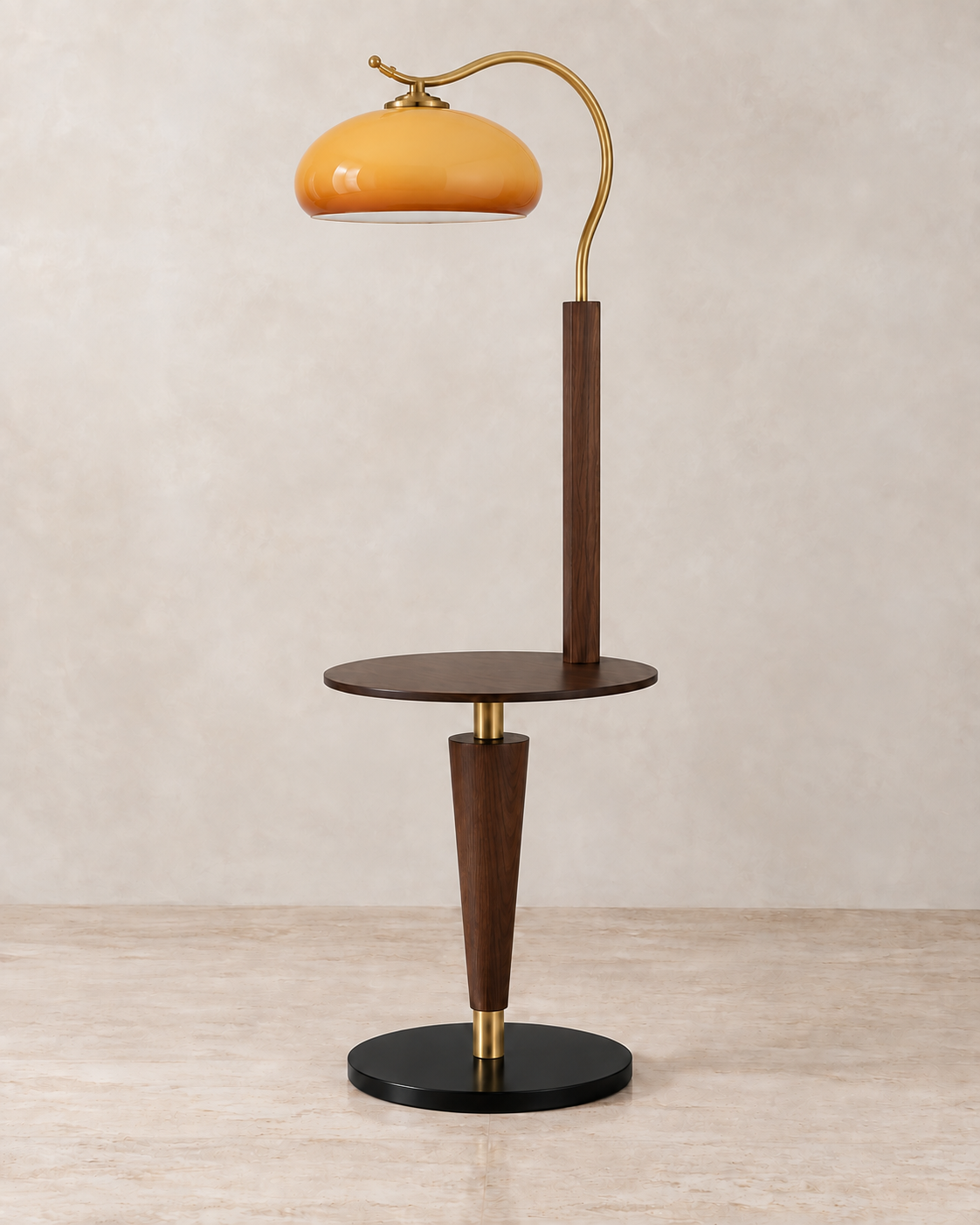 Wood Tray Arc Floor Lamp