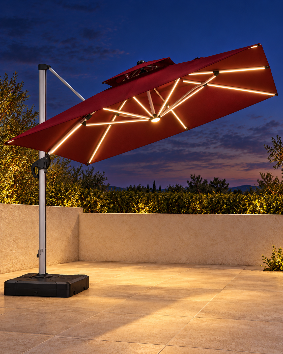Outdoor Umbrella & Base Set