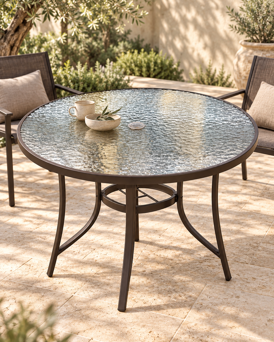 Round Glass Outdoor Table