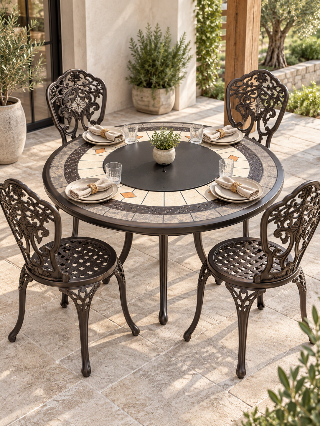 Mosaic Fire Pit outdoor Table
