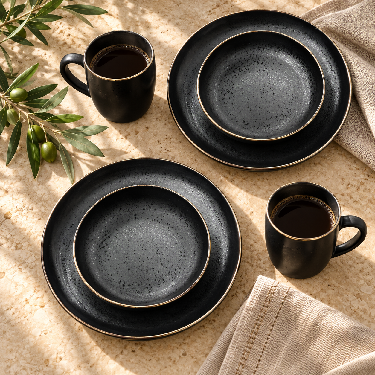 Matte Black Dinner Set