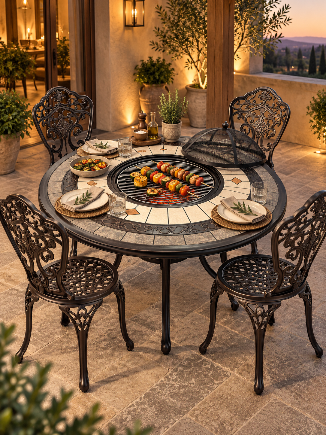 Mosaic Fire Pit outdoor Table