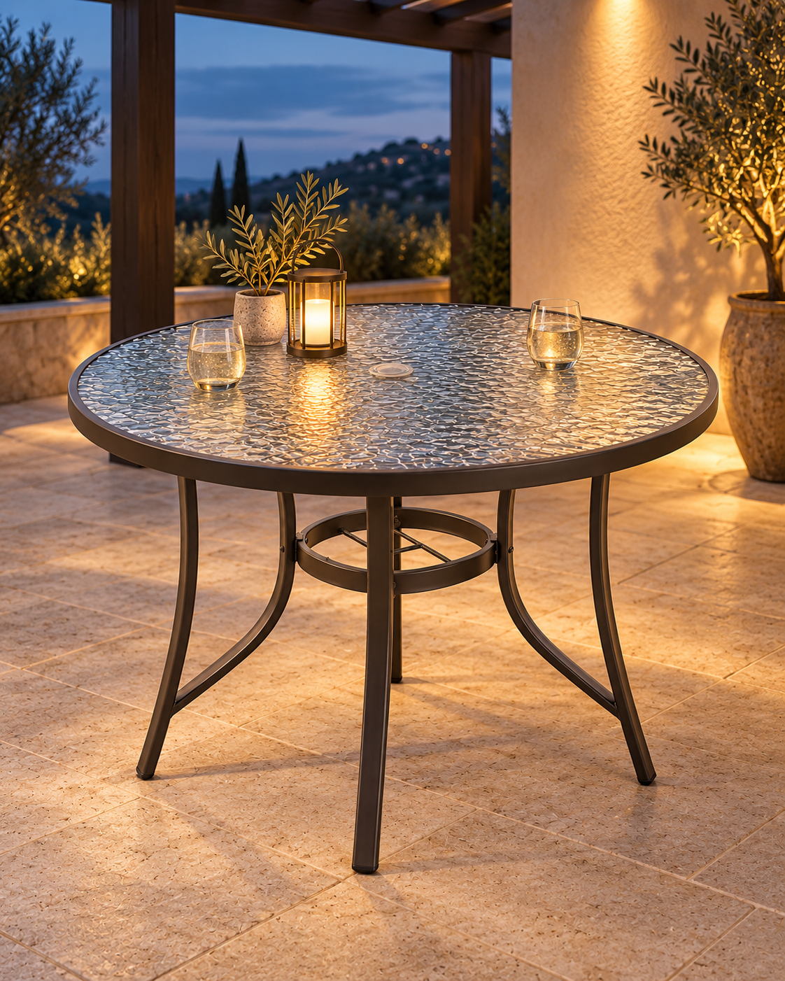 Round Glass Outdoor Table