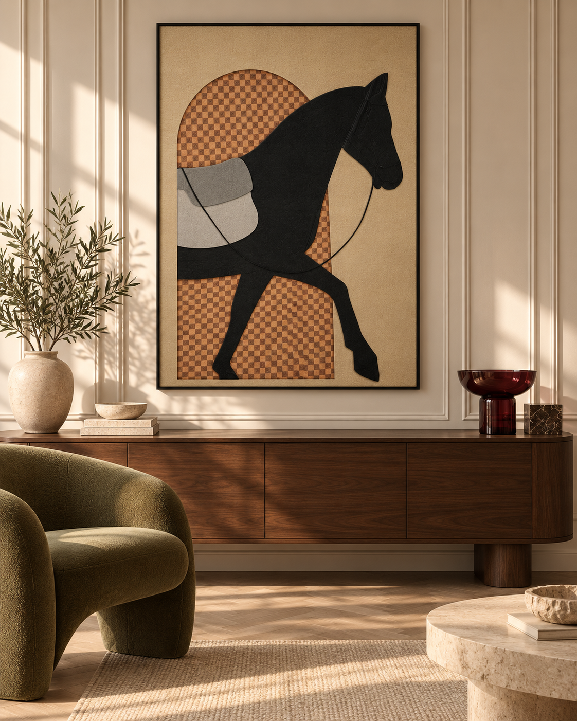 Horse Silhouette Wall Art – Plaid