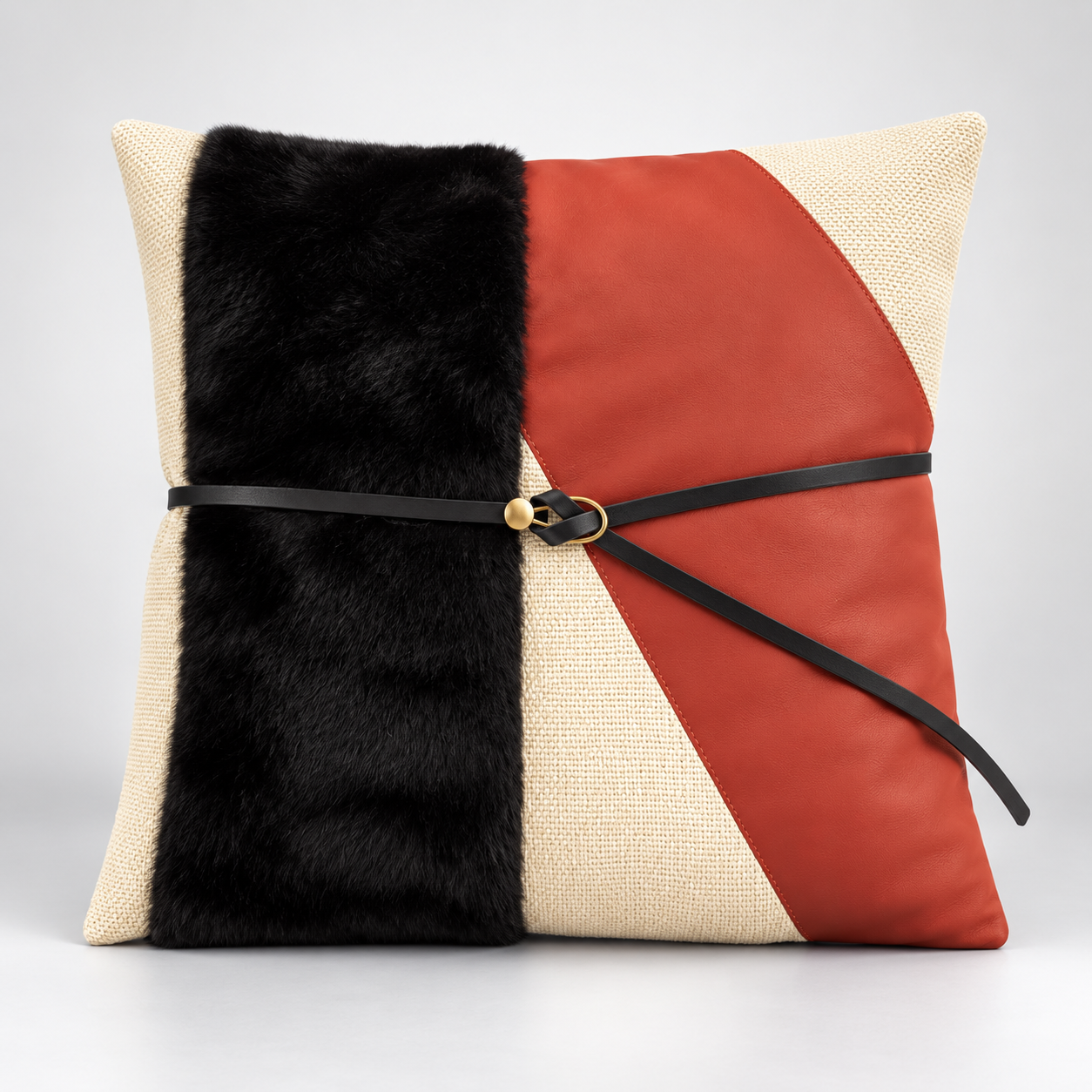 Harlequin Leather Pillow Cover
