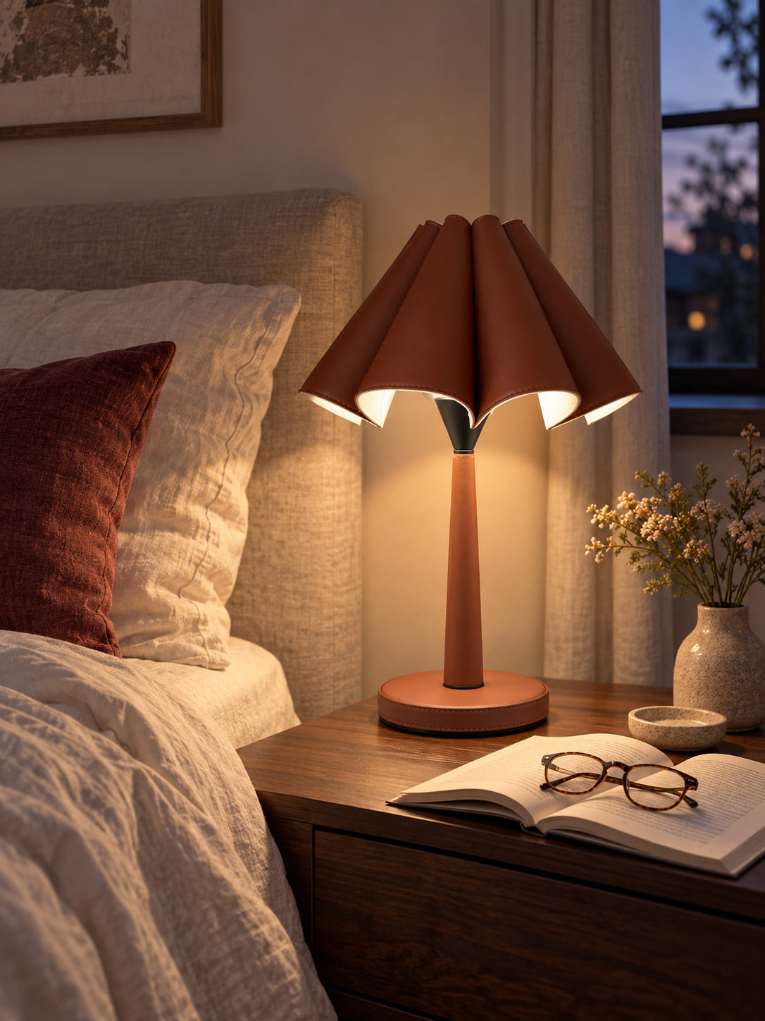 Amber Pleat Table Lamp