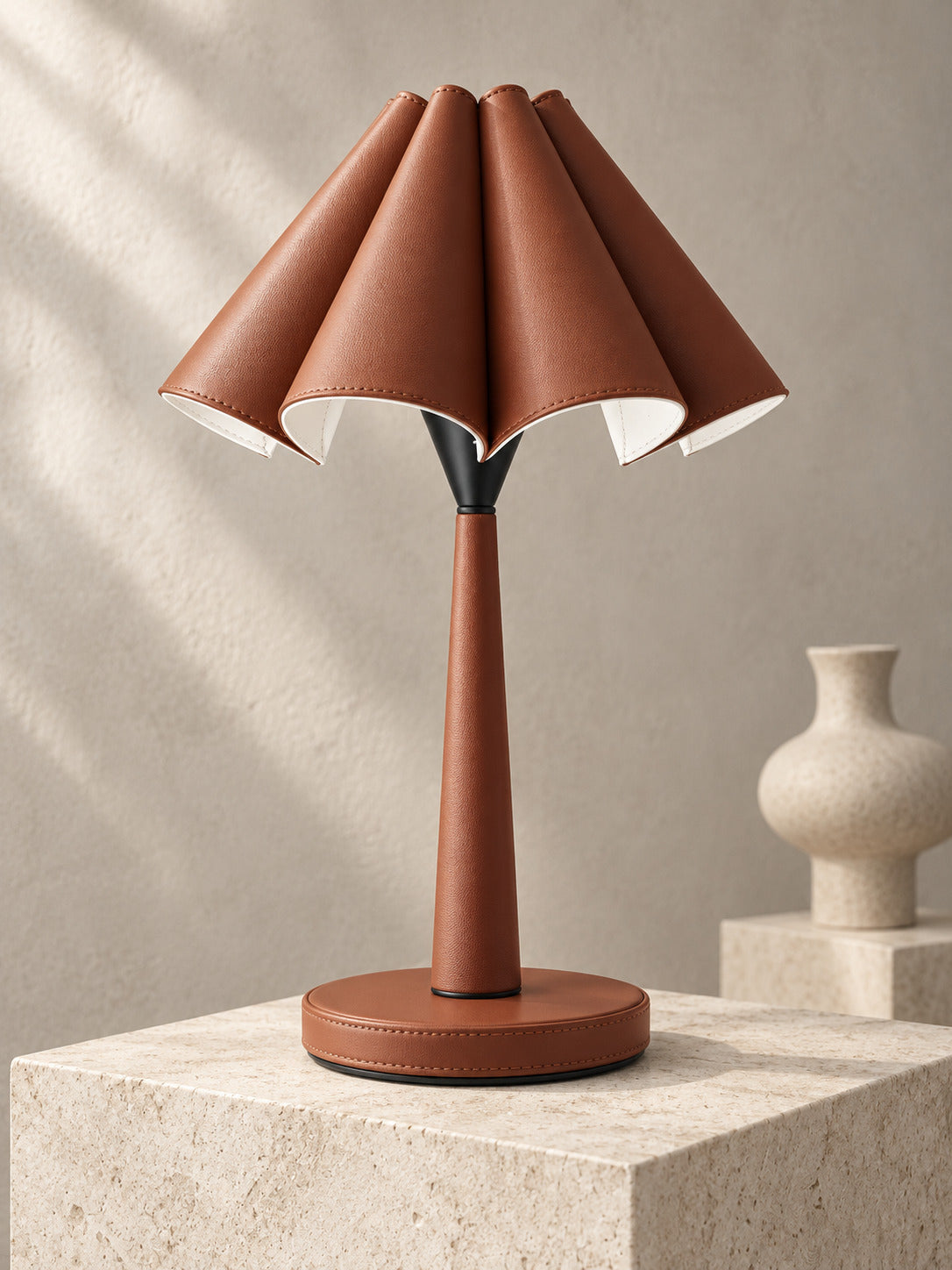 Amber Pleat Table Lamp