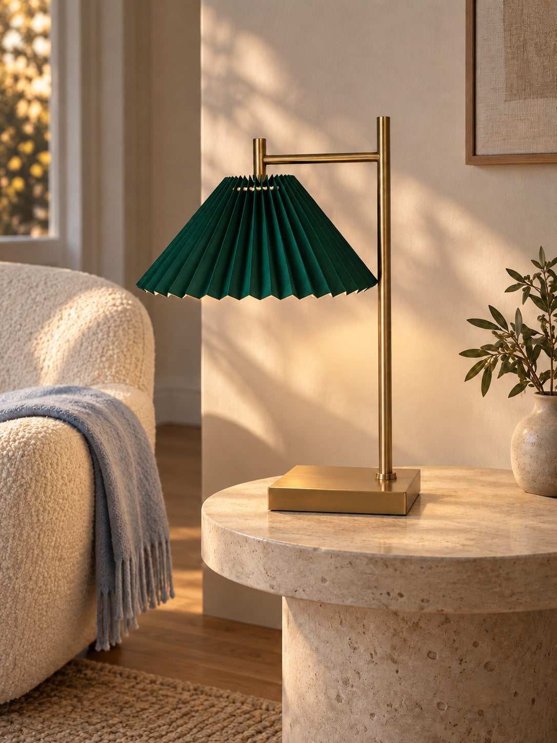 Brass Arc Table Lamp – Sage