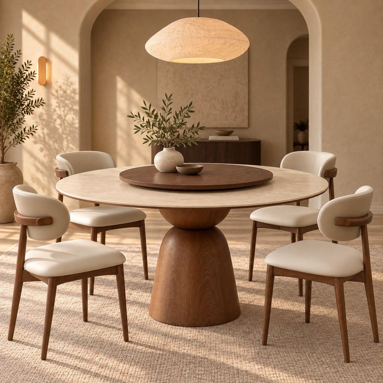 Pedestal Marble Dining Table
