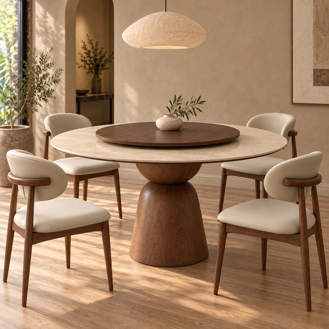 Pedestal Marble Dining Table